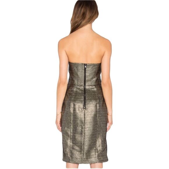 Milly Marta Couture‎ Metallic Strapless Dress, Gold/Black, Boned, Size 8, NWT - Picture 3 of 17
